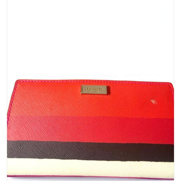 KATE SPADE - Stacy Laurel Way Bonita Stripe Black Pink White Red Leather $119 - Picture 4 of 4
